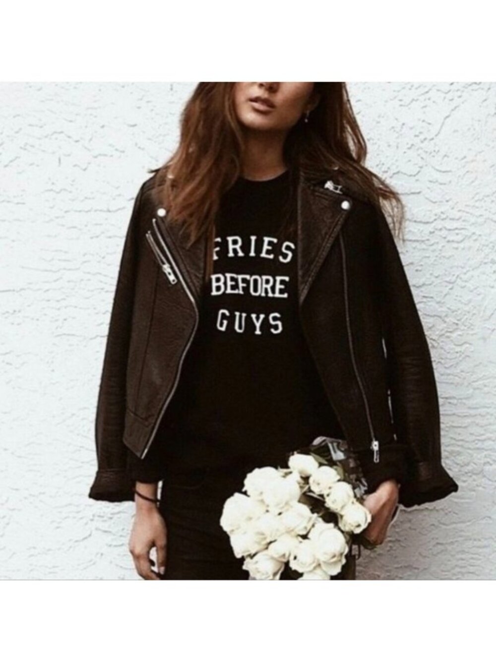 Brunette the Label BLACK brunette crew neck sweatshirt Fries before guys